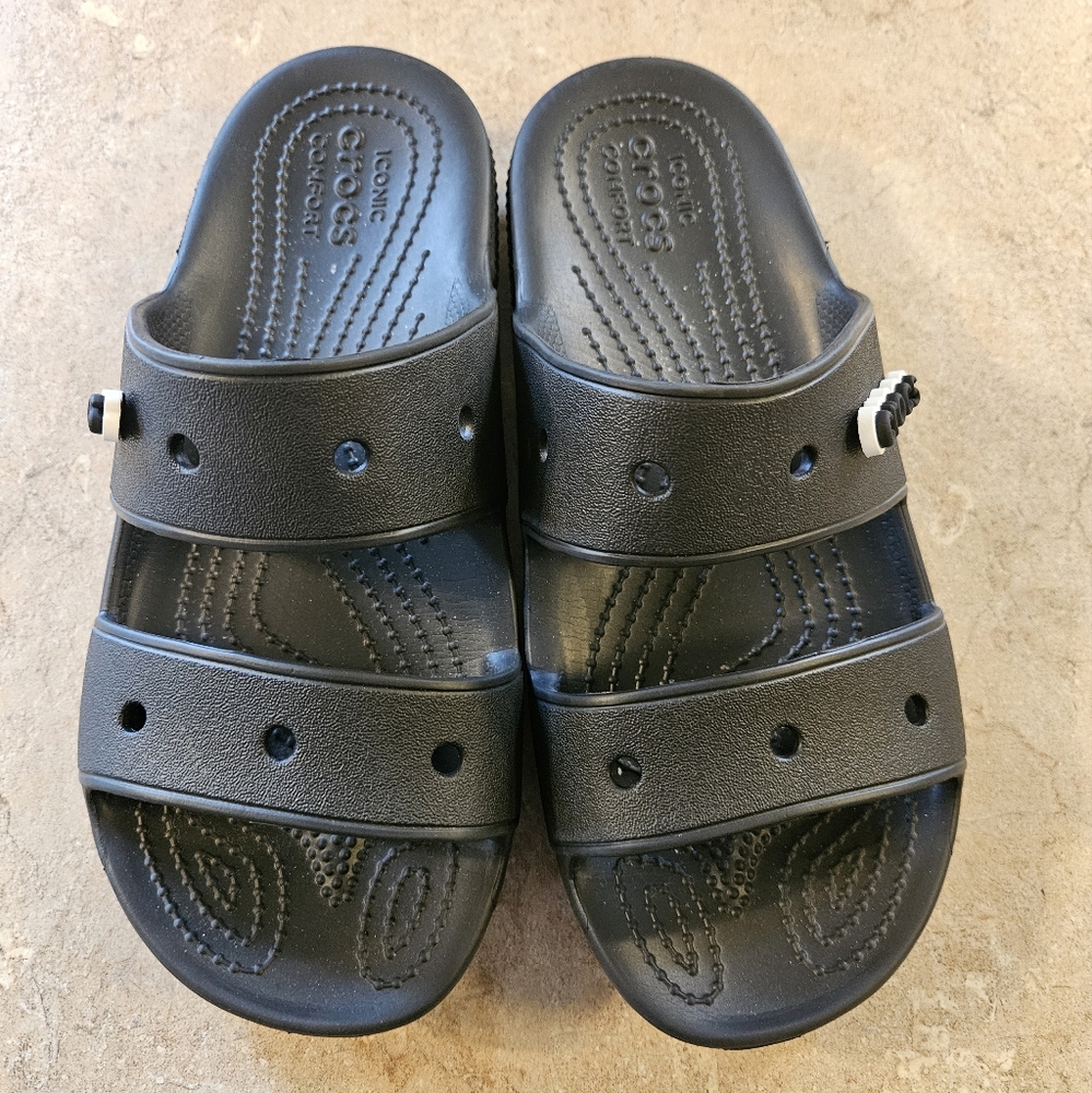 CROCS Black Dual-Strap Slide Sandals